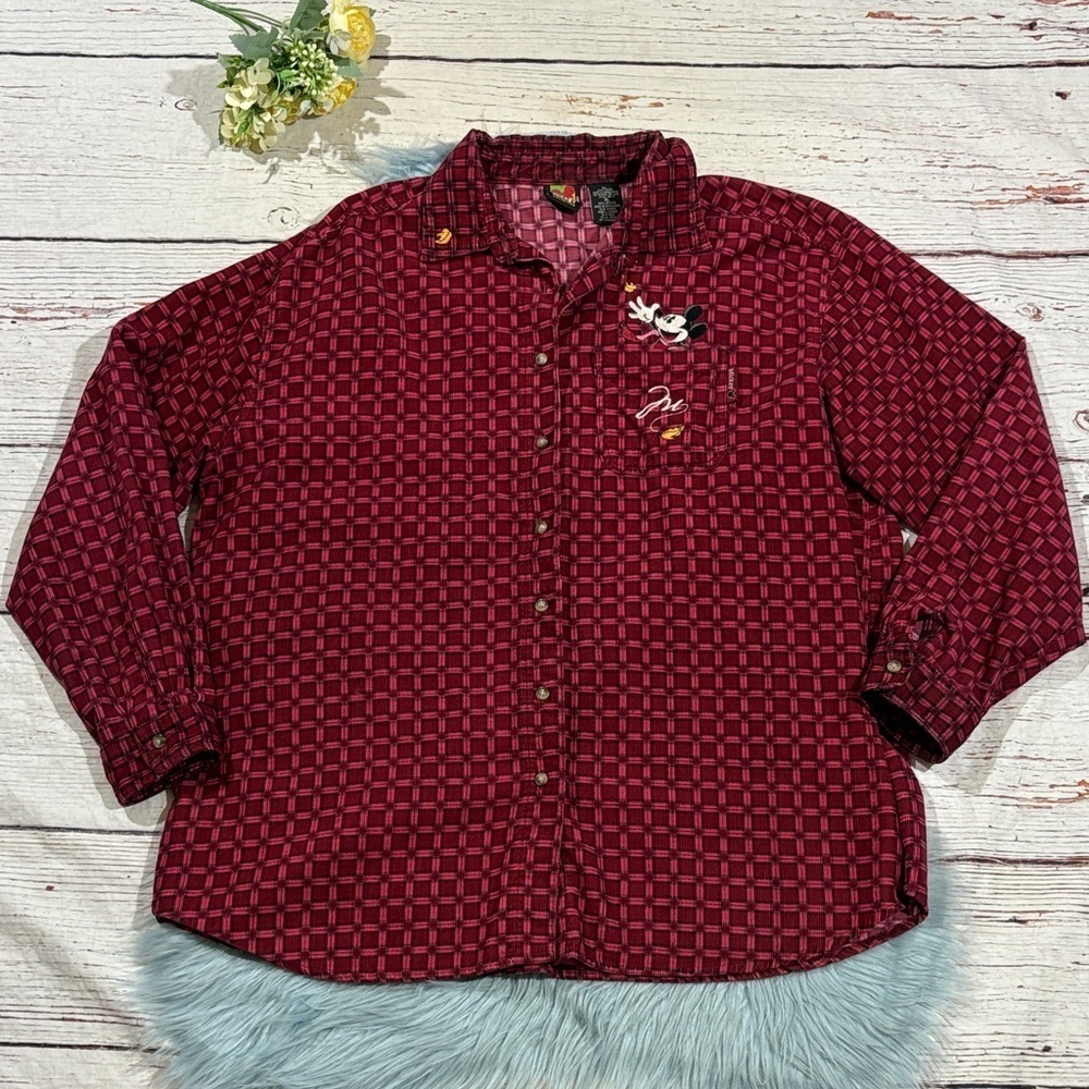 Vintage Mickey Mouse Corduroy Fall Button Front Top